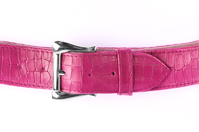 Fuschia pink women's dress belt, matching pumps and bags. Made to measure - Florence KOOIJMAN